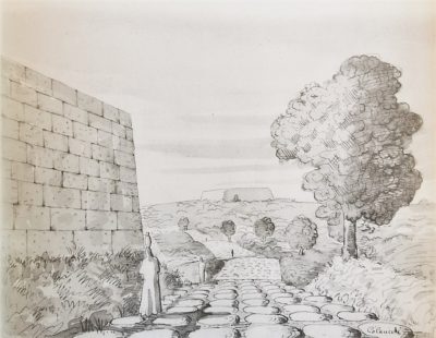 "Prima la strada" the expressive sketch of a Roman road by G. Colacicchi