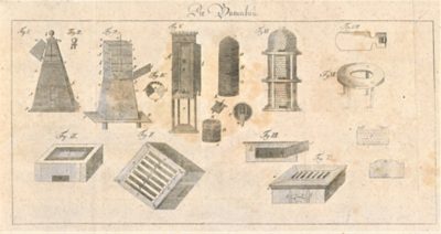 Collected designs for beehives.