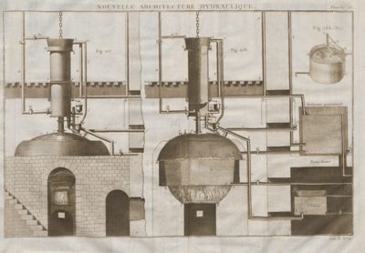 Gravur eines Entwurfs für einen Hochdruckkessel