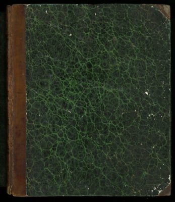The beautiful green marbled cover shows signs of good use.
