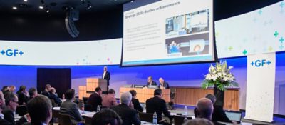 Andreas Mueller, CEO GF, an der Bilanzmedienkonferenz, am Mittwoch, 26. Februar 2020, in Zürich. (KEYSTONE/Melanie Duchene)
