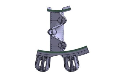 CAD Screenshot der Komponente und ihrer Kühlungsstrukturen