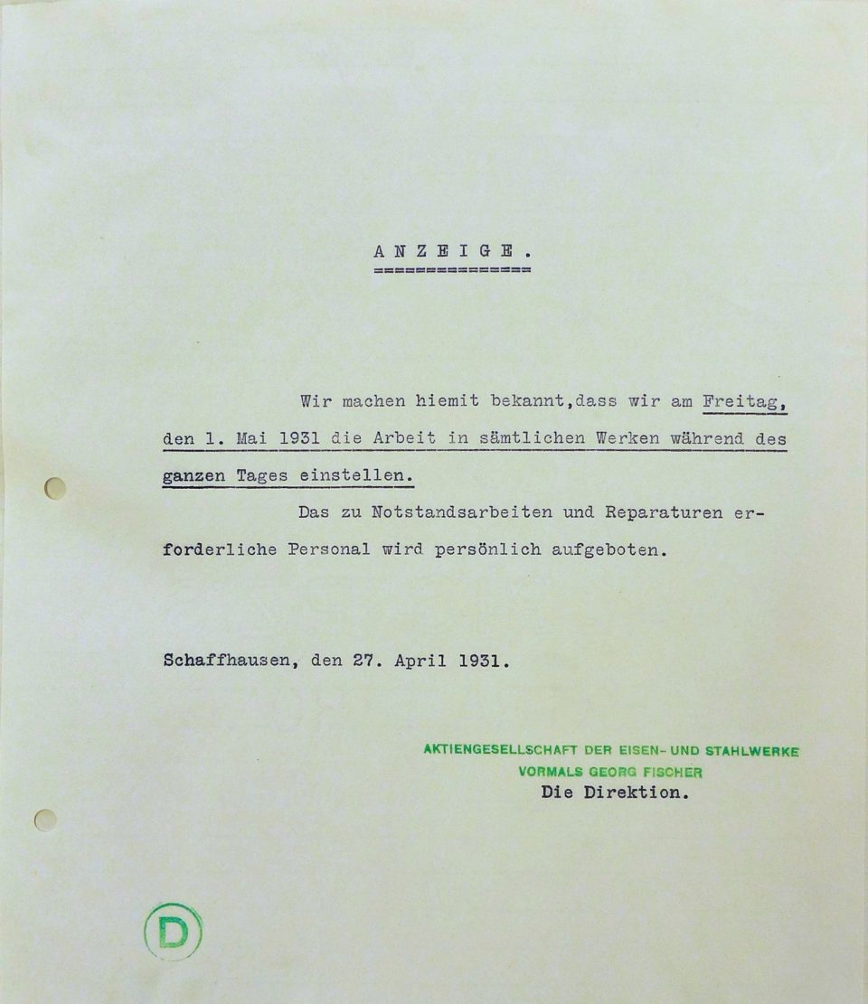 Anzeige 1. Mai