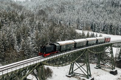 The Sauschwänzlebahn in winter, the book about which Hugo would like to read a sequel (Image: Sauschwänzlebahn).