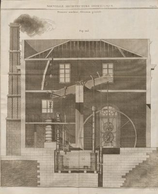 Eine Dampfmaschine, die aus dem von Watt entwickelten Typ entwickelt wurde