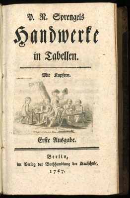 The title page with a decorative engraving showing children at work.
