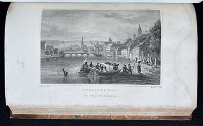 Schaffhausen, looking downriver with the now replaced old bridge.
