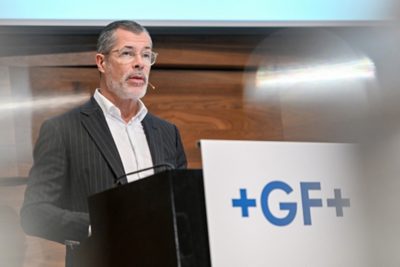 CFO Mads Joergensen spricht an der Analysten- und Medienkonferenz von GF am Mittwoch, 26. Februar 2025 im Metropol in Zürich.