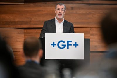 CFO Mads Joergensen spricht an der Analysten- und Medienkonferenz von GF am Mittwoch, 26. Februar 2025 im Metropol in Zürich.