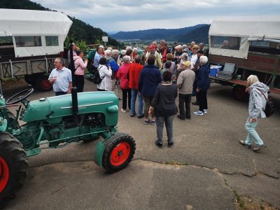 Rückblick Ausflug P05 am 2. Juni 2022 - Rebberg Besichtigung in Planwagen / Spargelessen