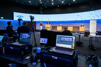 CFO Mads Joergensen spricht an der Bilanzmedienkonferenz der Georg Fischer AG am Mittwoch, 3. Maerz 2021, in Zuerich. (KEYSTONE/Alexandra Wey)
