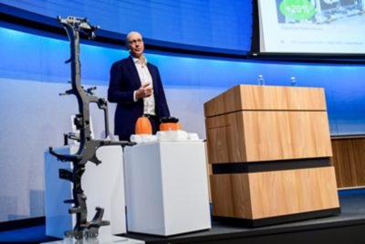 CEO Andreas Mueller an der Bilanzmedienkonferenz der Georg Fischer GF, am Mittwoch, 01. Maerz 2023, in Zuerich. (Georg Fischer/ Keystone / Melanie Duchene)