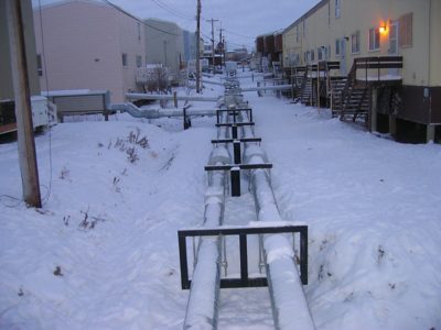 above ground pipes in snow