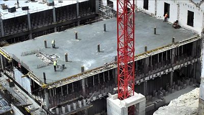 TABS makes use of the thermal inertia of the building’s concrete structures, which allows for a heating and cooling solution with minimal energy consumption. Source: Trident Park Ltd.