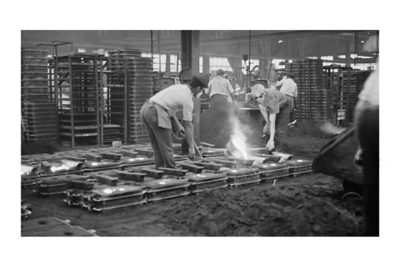 GF workers working in an old factory.