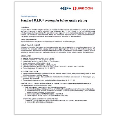 GF Urecon specifications - standard
