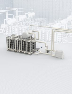 Piping systems are  needed for various  media such as ultra pure water, cooling  liquids, or KOH lye  across the entire value  chain, particularly  during water  electrolysis. GF Piping  Systems offer  complete solutions,  including pipes,  valves, and sensors for Electrolyser OEMs (PEM, AEL and AEM,  exemplified in the  pictures PEM and  AEM). Source: GF Piping  Systems