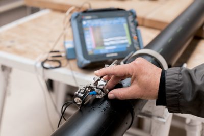 Ultrasonic Non-Destructive Testing (NDT) ensures leakage-free piping systems in data centers.
