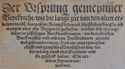 Johann Haselbergs «Vrsprung gemeynner Berckrecht», Titel