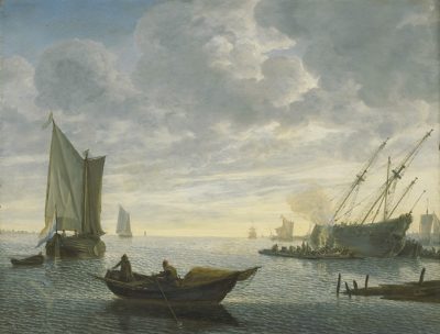 Das Kielholen von Schiffen war sehr wichtig, um den Schiffsrumpf zu reinigen (Das Kalfatern von einem Schiff, Lieve Pietersz. Verschuier, 1660-1686, Öl auf Holz) (Quelle: Rijksmuseum Amsterdam, Wikimedia Commons, gemeinfrei)