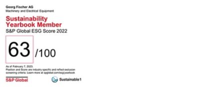 The American credit rating agency S&P Global recognized GF for its good sustainability performance in 2022. GF has scored within the top 15% of its industry.