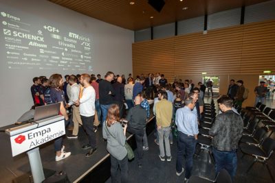 People mingling at the Swissloop Event