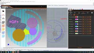 Watchmaking part displayed in LaserCAM software